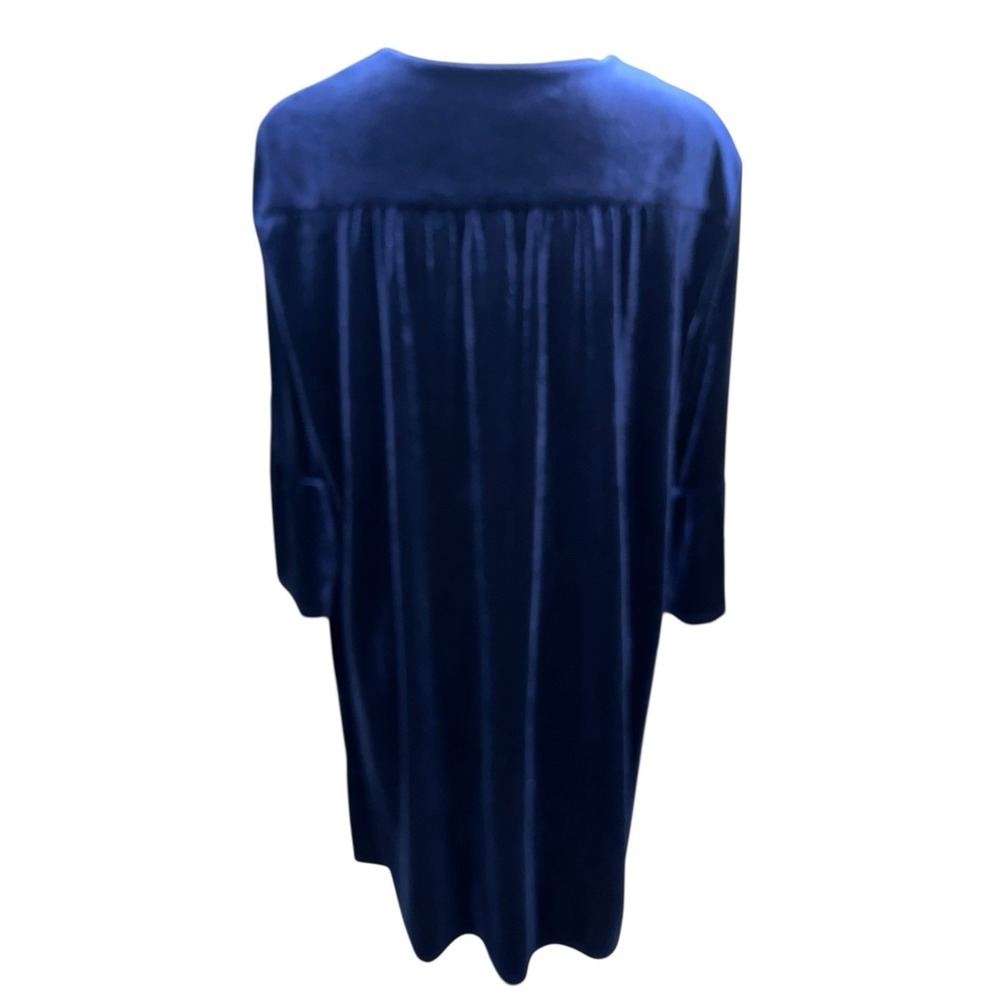 Jude Connally Kerry Velvet Navy Blue Dress Size XL 3/4 Bell Sleeves Pockets - Picture 4 of 9